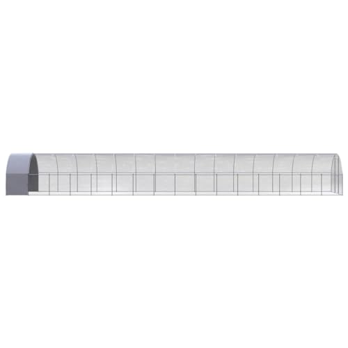 Spacious Outdoor Chicken Coop - Galvanized Steel Silver Rectangular Hutch for Hens, Ducks, Rabbits, Bunnies & Small Pets - Durable Animal House for Safe Living
