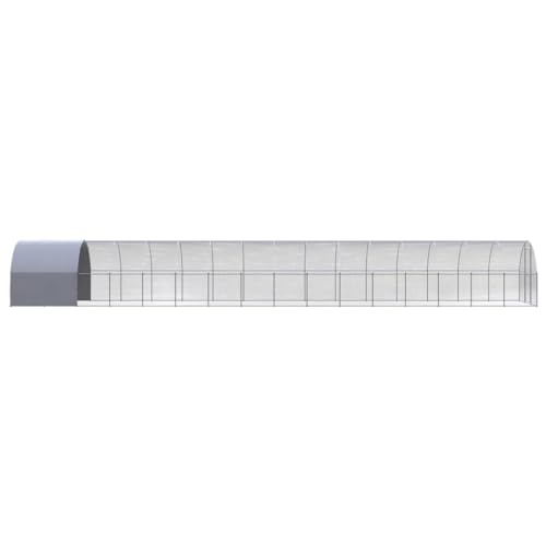 Spacious Outdoor Chicken Coop - Galvanized Steel Silver Rectangular Hutch for Hens, Ducks, Rabbits, Bunnies & Small Pets - Durable Animal House for Safe Living