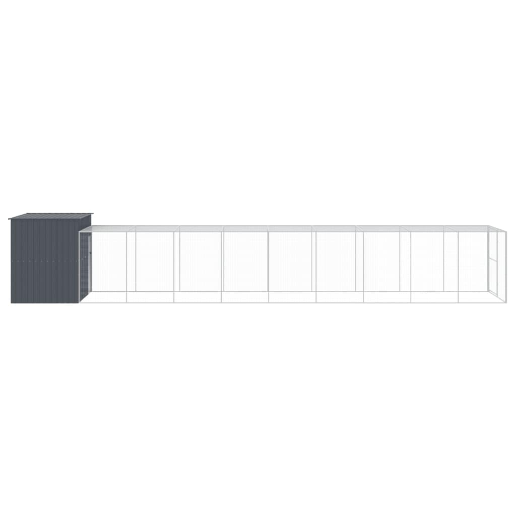 SKM Dog House with Run Anthracite 214x1069x181 cm Galvanised Steel (Weight-140KG)
