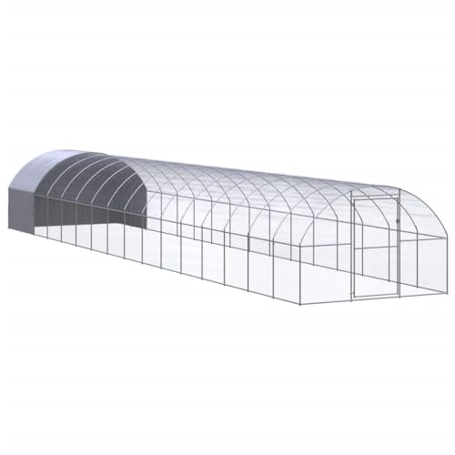 Spacious Outdoor Chicken Coop - Galvanized Steel Silver Rectangular Hutch for Hens, Ducks, Rabbits, Bunnies & Small Pets - Durable Animal House for Safe Living