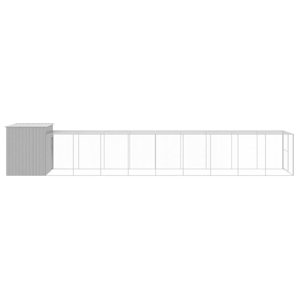 SKM Dog House with Run Light Grey 214x1069x181 cm Galvanised Steel (Weight-140KG)