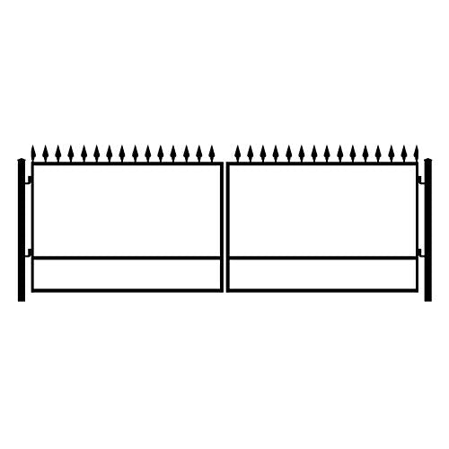 Wrought Iron Driveway Gate Kit - 18 ft 0 in, Dual Swing, No Pickets, Finials