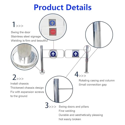 Swing Safety Gate,Automatic Closing Safety Swing Gate - Spring-Loaded 1-Way Access Door for Supermarkets, Libraries & Commercial Spaces - Durable Secure Entry Solution for High-Traffic Area