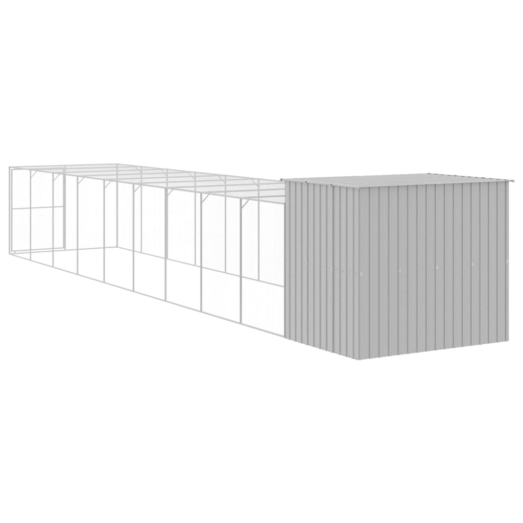 SKM Dog House with Run Light Grey 214x1069x181 cm Galvanised Steel (Weight-140KG)