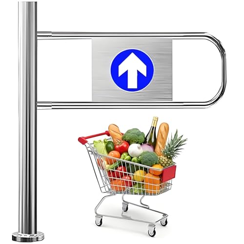 One-Way Traffic Door，Automatic Rebound Swing GateAutomatic Metal Safety Barrier - 60x100 cm Spring-Loaded Swing Gate for Supermarkets & Warehouses, Ideal for Pedestrian Access, Security, Cro