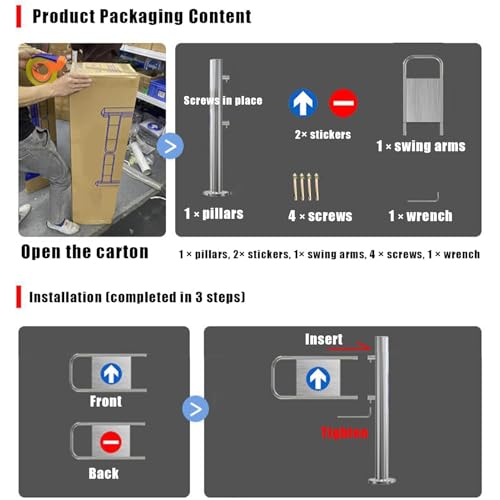 Swing Safety Gate,Automatic Closing Safety Swing Gate - Spring-Loaded 1-Way Access Door for Supermarkets, Libraries & Commercial Spaces - Durable Secure Entry Solution for High-Traffic Area