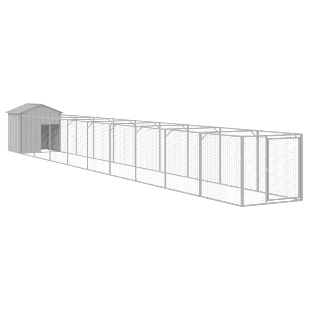 Galvanized Steel Dog House with Extended Outdoor Run Anthracite