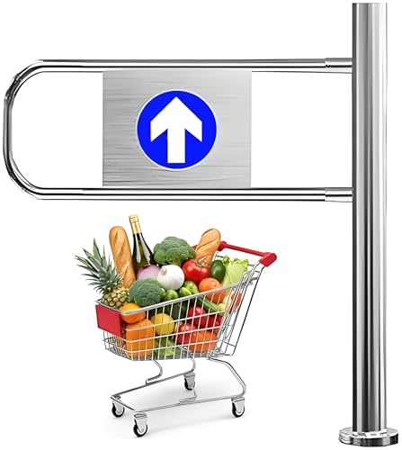 One-Way Traffic Door，Automatic Rebound Swing GateAutomatic Metal Safety Barrier - 60x100 cm Spring-Loaded Swing Gate for Supermarkets & Warehouses, Ideal for Pedestrian Access, Security, Cro