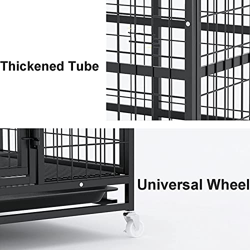 pet Crate Dog Crate, Pet Indoor Outdoor Dog Kennel, Heavy Duty Steel Dog Crate, Pet Cage with Feeding Wicket and Wheels, Dog House