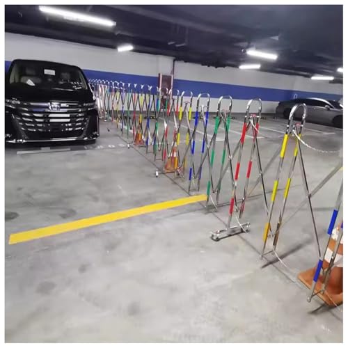 Expandable Stainless Steel Security Gate - Folding Mobile Traffic Barrier with Wheels for Driveway - Colorful Portable Safety Gate for Home & Outdoor Use