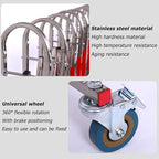 Adjustable Expandable Bcade Gate with Wheels - Mobile Retractable Traffic Fence & Stainless Steel Safety Barrier for Driveway, Crowd Control, Outdoor Events & Pet Safety