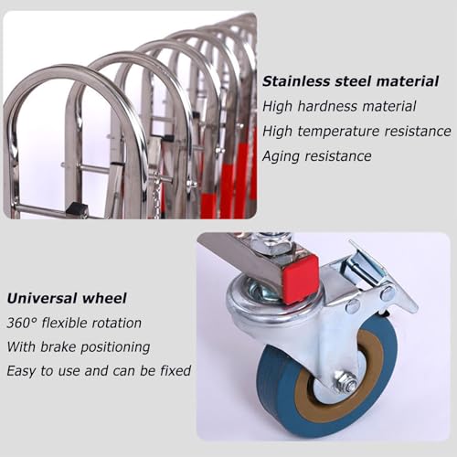 Adjustable Expandable Bcade Gate with Wheels - Mobile Retractable Traffic Fence & Stainless Steel Safety Barrier for Driveway, Crowd Control, Outdoor Events & Pet Safety