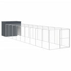 Homgoday Dog House with Run Anthracite 214x1069x181 cm Galvanised Steel, Outdoor Indoor Pet Puppy Dog House, Home Shelter Kennel Pet Shelter Type1 Animals & Pet Supplies