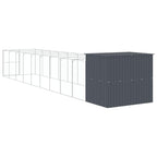 Homgoday Dog House with Run Anthracite 214x1069x181 cm Galvanised Steel, Outdoor Indoor Pet Puppy Dog House, Home Shelter Kennel Pet Shelter Type1 Animals & Pet Supplies