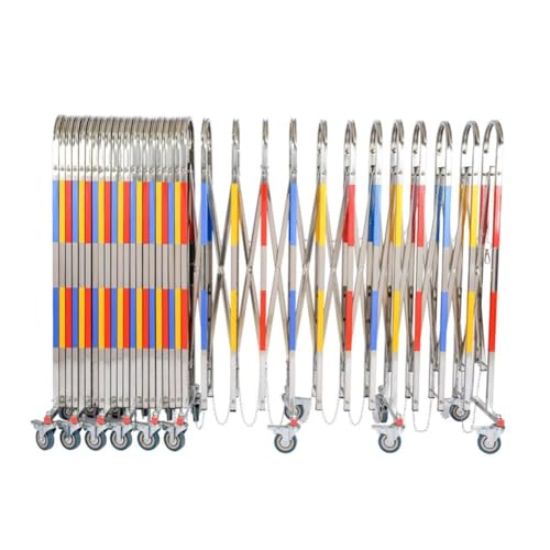 Expandable Stainless Steel Security Gate - Folding Mobile Traffic Barrier with Wheels for Driveway - Colorful Portable Safety Gate for Home & Outdoor Use