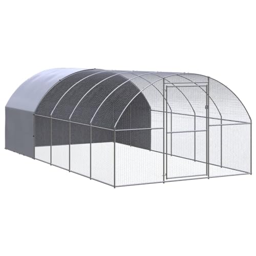 Spacious Outdoor Chicken Coop - Galvanized Steel Silver Rectangular Hutch for Hens, Ducks, Rabbits, Bunnies & Small Pets - Durable Animal House for Safe Living