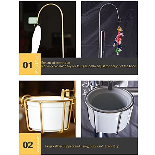 Bird Cage Luxury Stainless Steel Parrot Seven-Shaped Shelf Liftable Large and Medium-Sized Parrot Stand with Brake Parrot Bird Shelf Bird Supplies Bird Cage Birdcages Decor (Silve,Silver