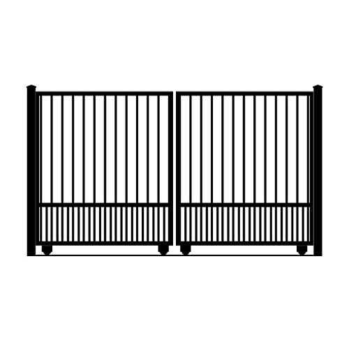 Wrought Iron Driveway Gate Kit - 11 ft 0 in, Dual Slide, Puppy Pickets