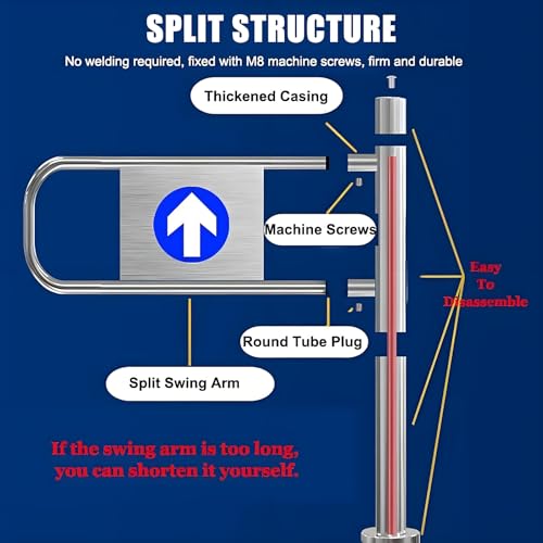 One-Way Traffic Door，Automatic Rebound Swing GateAutomatic Metal Safety Barrier - 60x100 cm Spring-Loaded Swing Gate for Supermarkets & Warehouses, Ideal for Pedestrian Access, Security, Cro