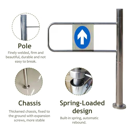 Universal Stainless Steel Safety Barrier - Rotating Gate for Supermarket Doors - Fits 90 x 100 cm Doors - Secure Access Control Solution