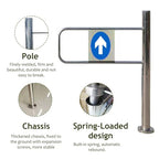 Universal Stainless Steel Safety Barrier - Rotating Gate for Supermarket Doors - Fits 90 x 100 cm Doors - Secure Access Control Solution