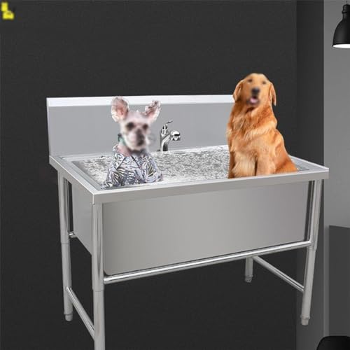 Dog Grooming Bath Tub Professional Dog Shower Tub,Stainless Steel Pet Bathing Tub,Dog Bathing Station,Dog Washing Station,Large Dog Wash Tub,Professional Dog Grooming Tub,with Pull-Out Fauce