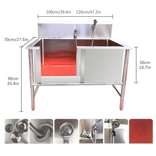 Professional Stainless Steel Dog Bathing Station,Dog Washing Station,Dog Bath Tubs,Dog Grooming Tub,Dog Bathtub,Pet Washing Sink for Home,for Large, Medium, Small Pets(100cm/39.4in/)