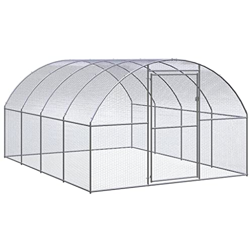 Spacious Outdoor Chicken Coop - Galvanized Steel Silver Rectangular Hutch for Hens, Ducks, Rabbits, Bunnies & Small Pets - Durable Animal House for Safe Living