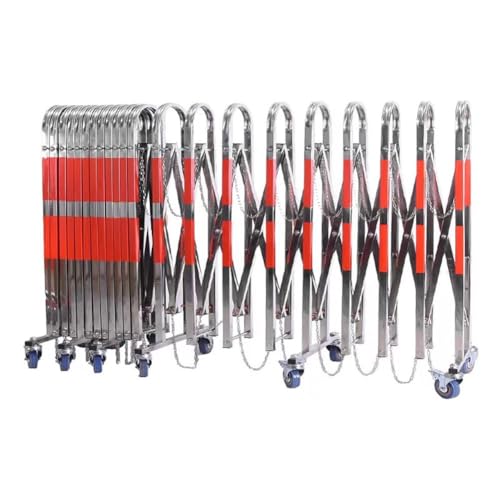 Expandable Stainless Steel Security Gate - Folding Mobile Traffic Barrier with Wheels for Driveway - Colorful Portable Safety Gate for Home & Outdoor Use