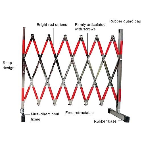 Retractable Stainless Steel Traffic Barrier, Foldable Door with Extendable Metal Posts, Ideal for Garages, Schools, Malls - P-Silver-5m Safety Solution