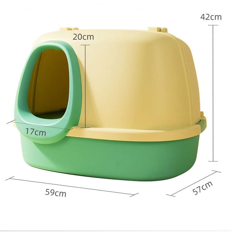 Large Space Fully Enclosed Cats Litter Box with Cushion Cats Toilet Splash Proof Toilet Training Pet Potty (Color : B) (C)