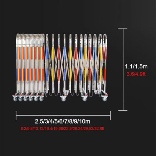 Expandable Stainless Steel Security Gate - Folding Mobile Traffic Barrier with Wheels for Driveway - Colorful Portable Safety Gate for Home & Outdoor Use