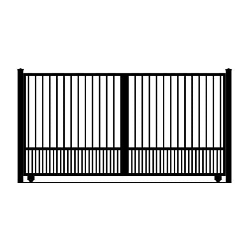 Wrought Iron Driveway Gate Kit - 12 ft 0 in, Solo Slide, Puppy Pickets
