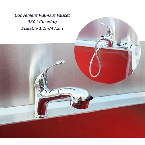 Dog Grooming Bath Tub Professional Dog Shower Tub,Stainless Steel Pet Bathing Tub,Dog Bathing Station,Dog Washing Station,Large Dog Wash Tub,Professional Dog Grooming Tub,with Pull-Out Fauce