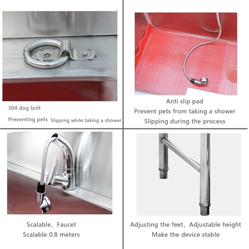 Professional Stainless Steel Dog Bathing Station,Dog Washing Station,Dog Bath Tubs,Dog Grooming Tub,Dog Bathtub,Pet Washing Sink for Home,for Large, Medium, Small Pets(100cm/39.4in/)