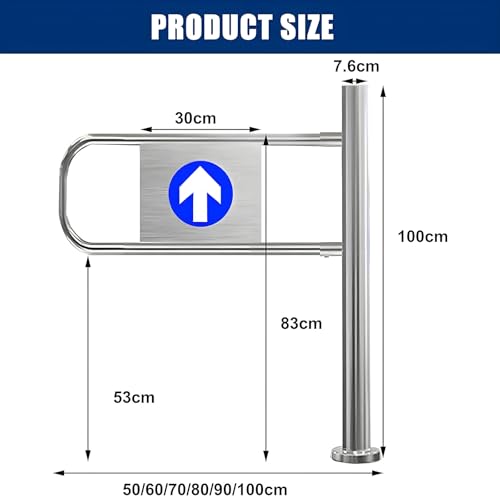 One-Way Traffic Door，Automatic Rebound Swing GateAutomatic Metal Safety Barrier - 60x100 cm Spring-Loaded Swing Gate for Supermarkets & Warehouses, Ideal for Pedestrian Access, Security, Cro