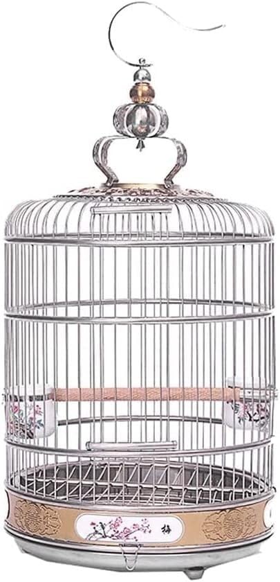 Wrought Iron Round Bird Cage for Home & Garden, Metal Birdcage (Plum, 45cm/17.7in) - Stylish Outdoor Decor, Perfect for Birds and Pets