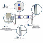 Stainless Steel Automatic Swing Gate - 97cm / 38" Self-Closing Barrier Door - 1-Way Supermarket Entrance Door for Libraries, Stores, Hallways, and Malls(130 cm)
