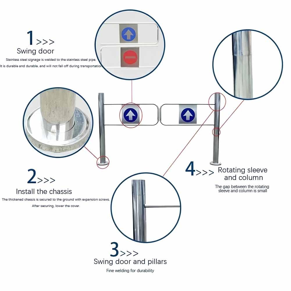 Stainless Steel Automatic Swing Gate - 97cm / 38" Self-Closing Barrier Door - 1-Way Supermarket Entrance Door for Libraries, Stores, Hallways, and Malls(130 cm)