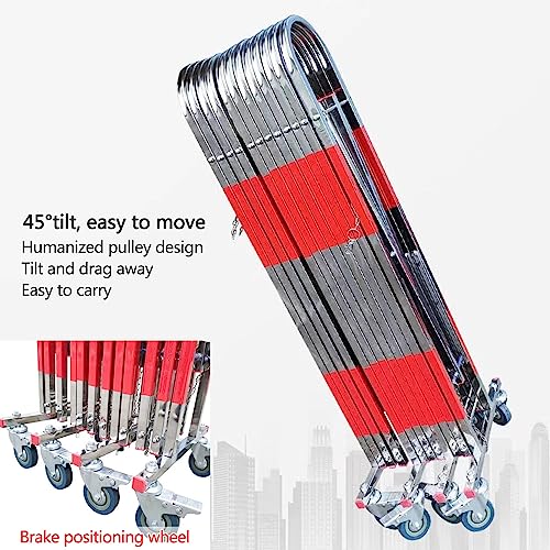 Expandable Retractable Traffic Barrier Gate, 3.6FT/4.9FT Height, Stainless Steel Safety Fence for Schools, Malls, Gas Stations - Silver, 1.5x5m