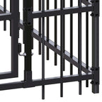 Large Outdoor Dog Kennel, 264.6" L x 75.6" W x 78.7" H Heavy Duty Powder-Coated Steel Dog Run with Lockable Latch, Spacious Metal Pet Playpen Enclosure for Backyards and Patios, Black