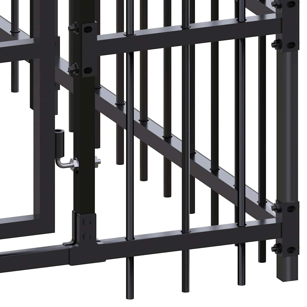 Large Outdoor Dog Kennel, 264.6" L x 75.6" W x 78.7" H Heavy Duty Powder-Coated Steel Dog Run with Lockable Latch, Spacious Metal Pet Playpen Enclosure for Backyards and Patios, Black