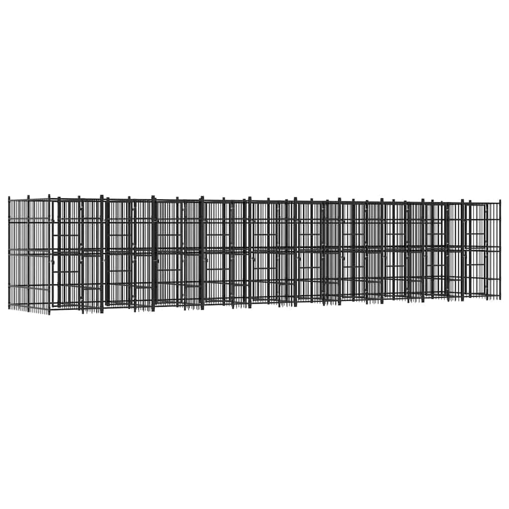 Black Dog Kennel with Roof 78.7x153.9x78.7 in