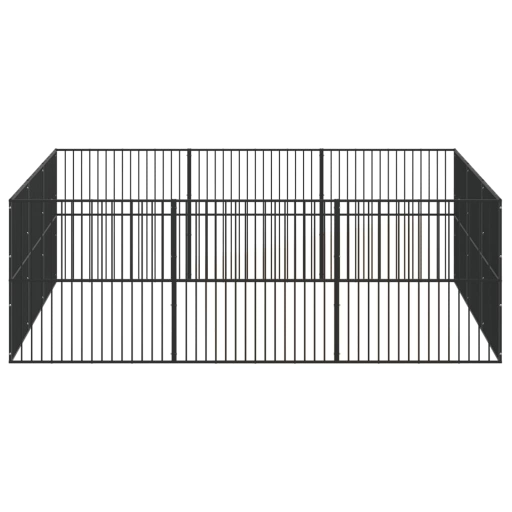 Heavy-Duty 12-Panel Dog Playpen, Galvanized Steel, Black - Outdoor Pet Exercise Enclosure, Portable & Durable for Large Dogs, Secure Yard Space