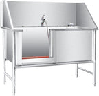 Stainless Steel Bathtub Professional Stainless Steel Dog Grooming Bathtubs Dog Pet Cleaning Home Pet Grooming Station Dog Cleaning Station Left Door Stainless Steel Pet Bathtubs(Depth 15.7in)