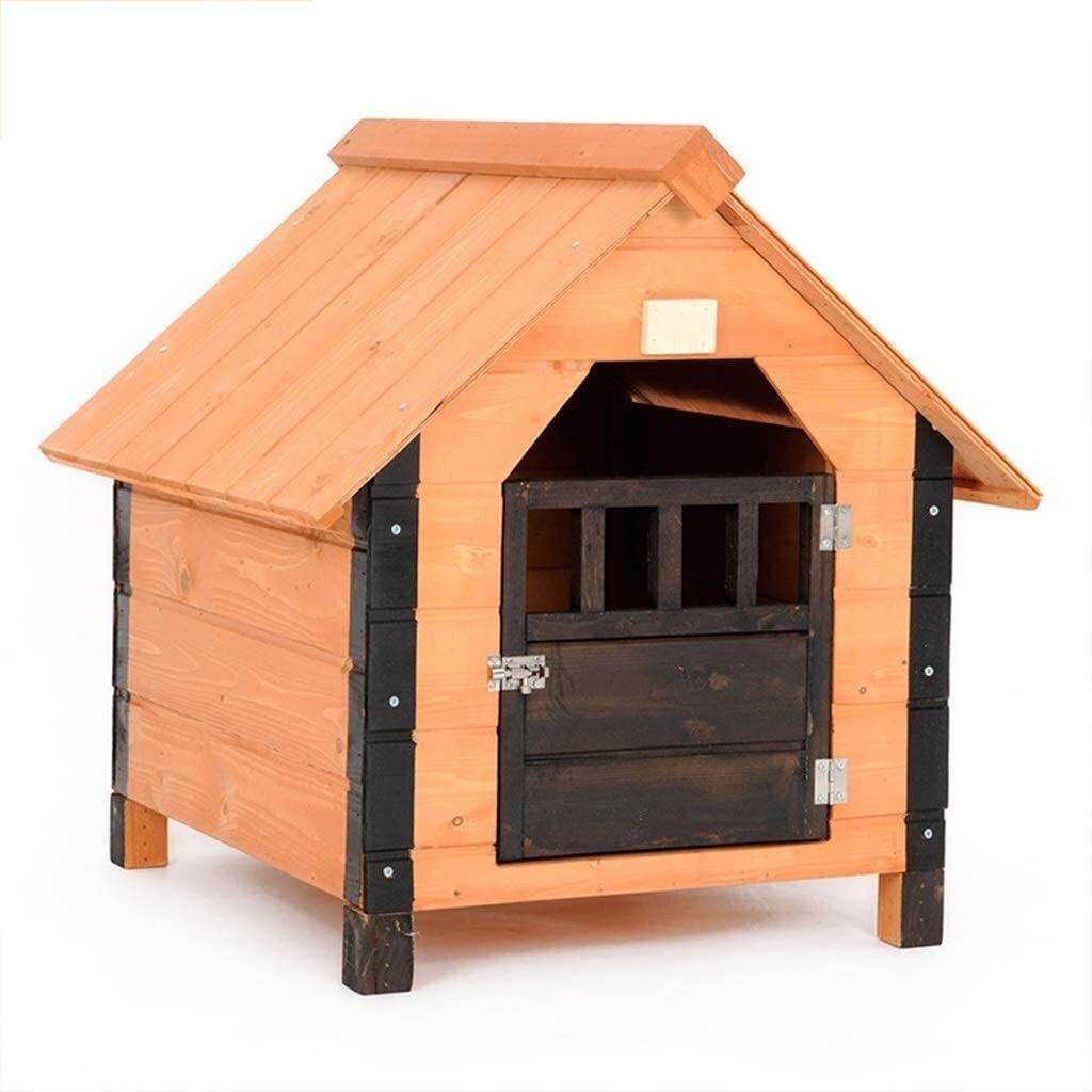 Wooden Doghouse Weather Waterproof Dog Kennel Indoor Outdoor Doghouse Outdoor Rainproof Wooden House Indoor Pet Law Fighting House Wooden Dog House Outdoor (56x49x52cm)