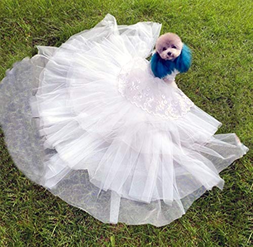 Princess Pet Dog Wedding Dress Cats Dress Puppy Skirt Clothes Pet Tutu Skirt Bride Costume Supplies (Size : Large) (X)
