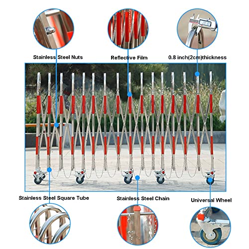 Telescopic Traffic Fence Folding Portable Scissor Gate,Folding Security Barrier Gate Expandable Metal Barricade Traffic Fence Safety Barricade with Casters 360° Rolling Barricade Gate for Dr