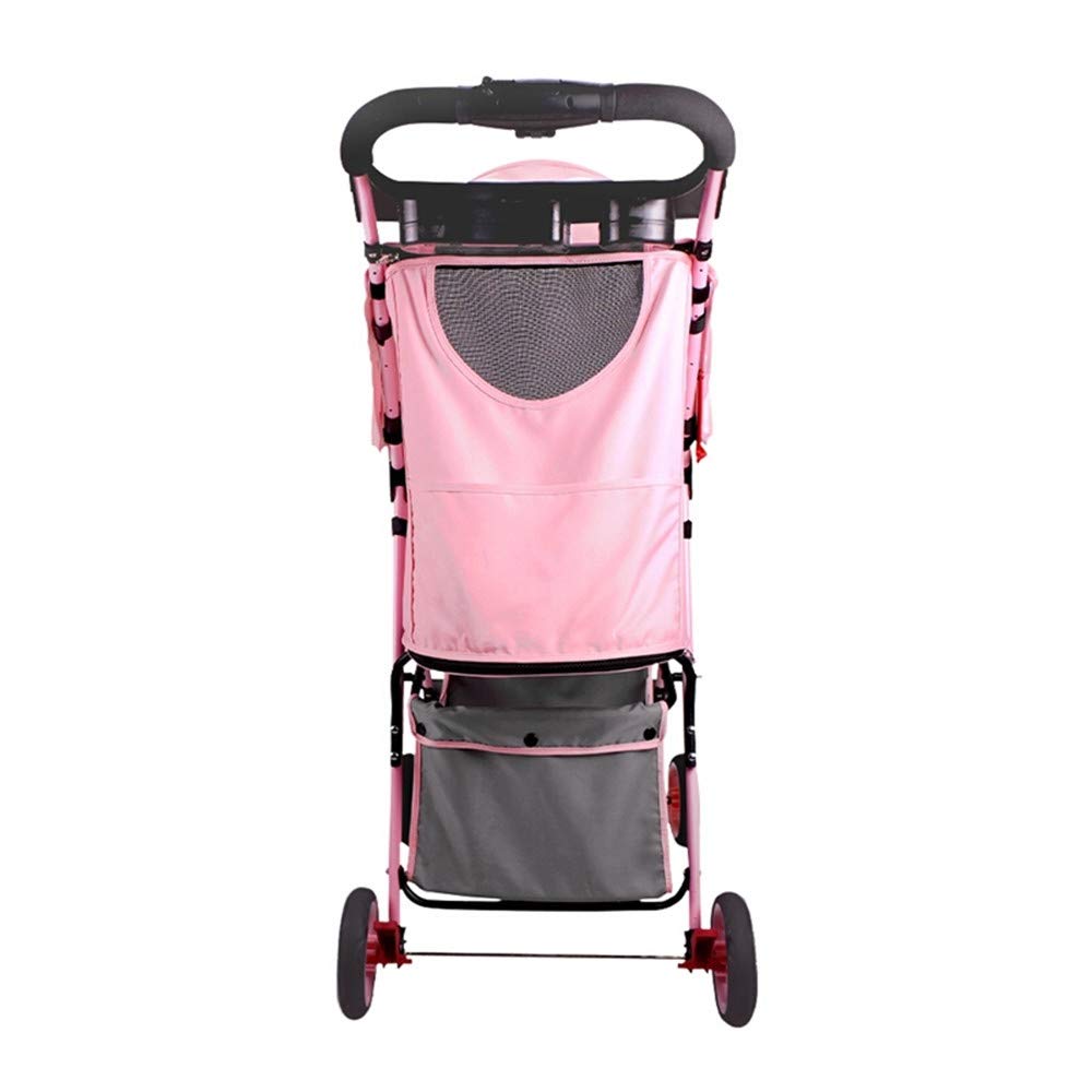 Pet Stroller Convenient Dog Supplies Pet Stroller One Button Folding Pet Trolley Travel Buggy Under 10kg (Pink One Size)