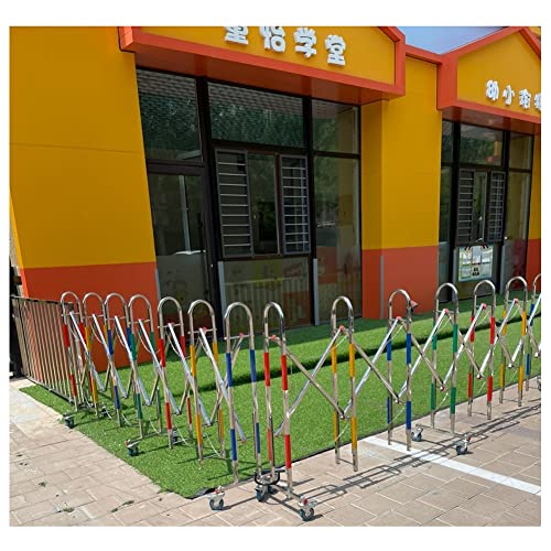 Telescopic Traffic Fence Folding Portable Scissor Gate,Folding Security Barrier Gate Expandable Metal Barricade Traffic Fence Safety Barricade with Casters 360° Rolling Barricade Gate for Dr